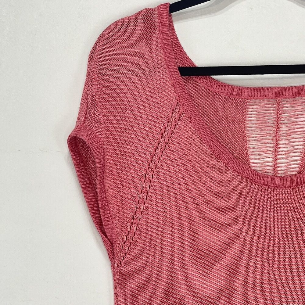 GUESS Los Angeles Womens Small Top Open Knit Coral Sweater - Picture 5 of 14